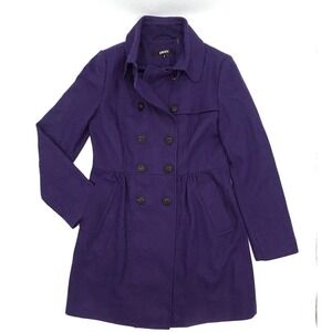 DONNA KARAN DKNY Purple Wool-Blend Coat Double Breasted Jacket Women's Sz 8